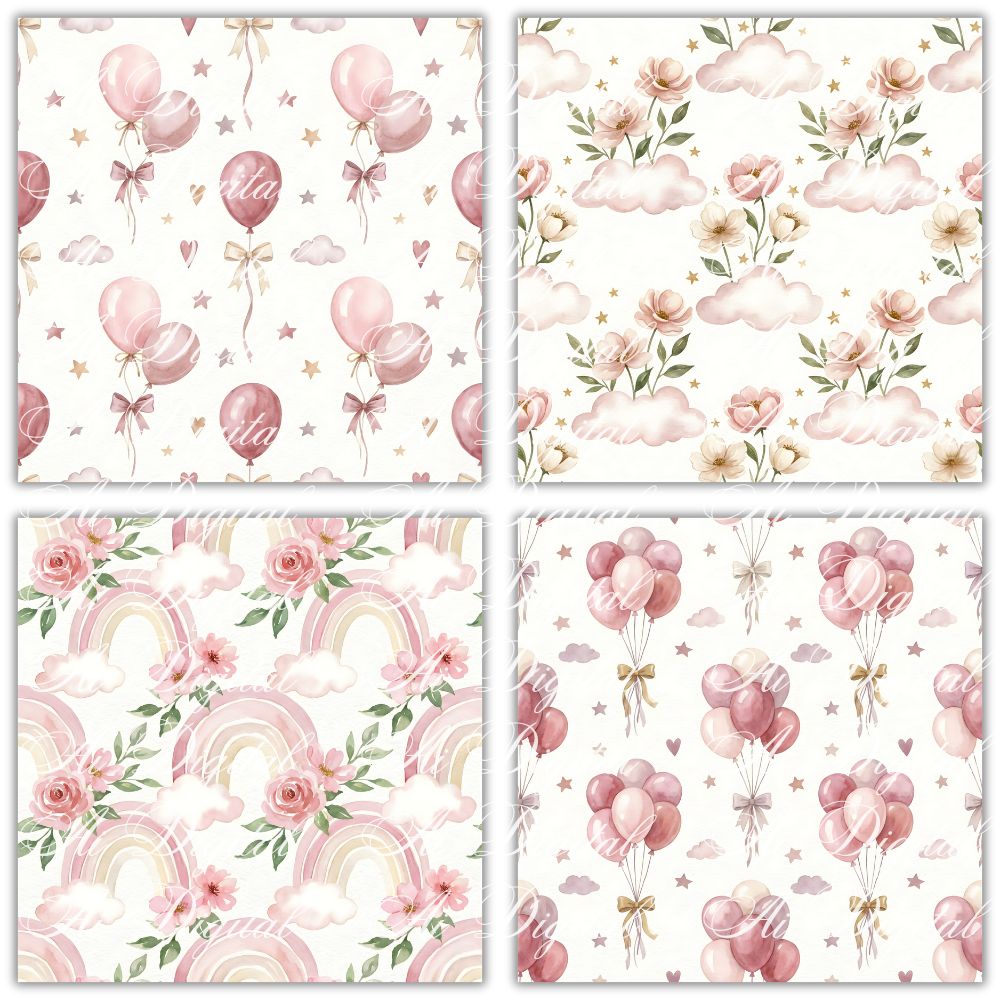 Pink Baby Teddy Bear Clipart Collection – PNG & Seamless Patterns (54 PNG + 20 JPG, 300 DPI)