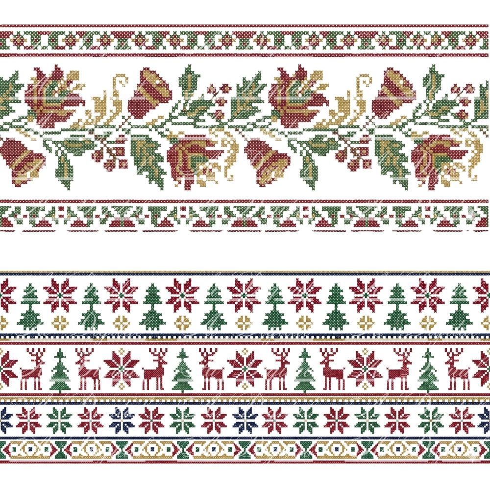 Bulgarian Christmas Horizontal Patterns – 31 Digital Borders