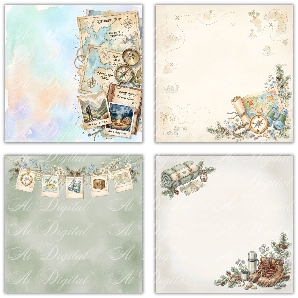 Little Explorers Clipart Bundle – 98 PNG Files & 12 Digital Papers