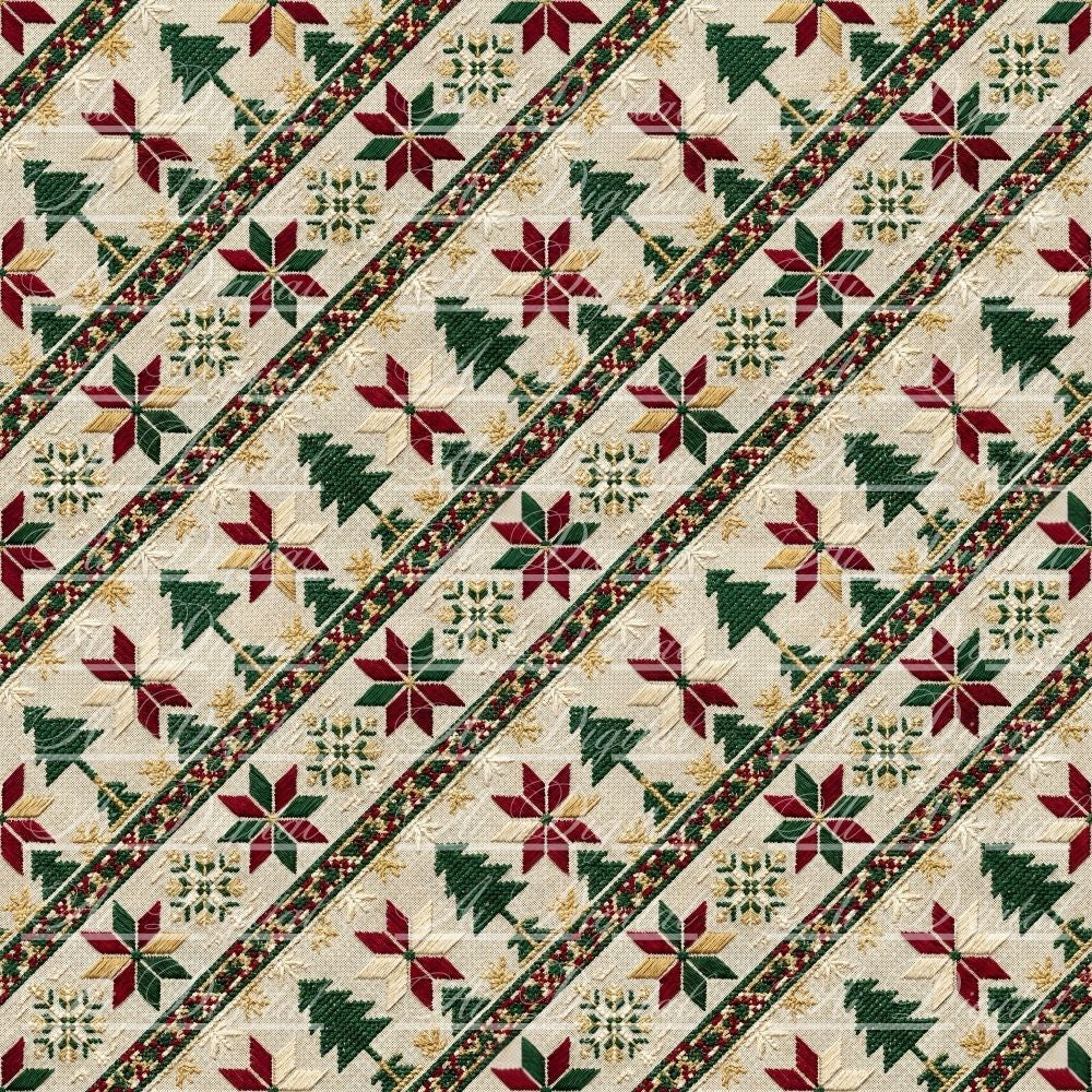 Bulgarian Embroidery Christmas Digital Paper Pack