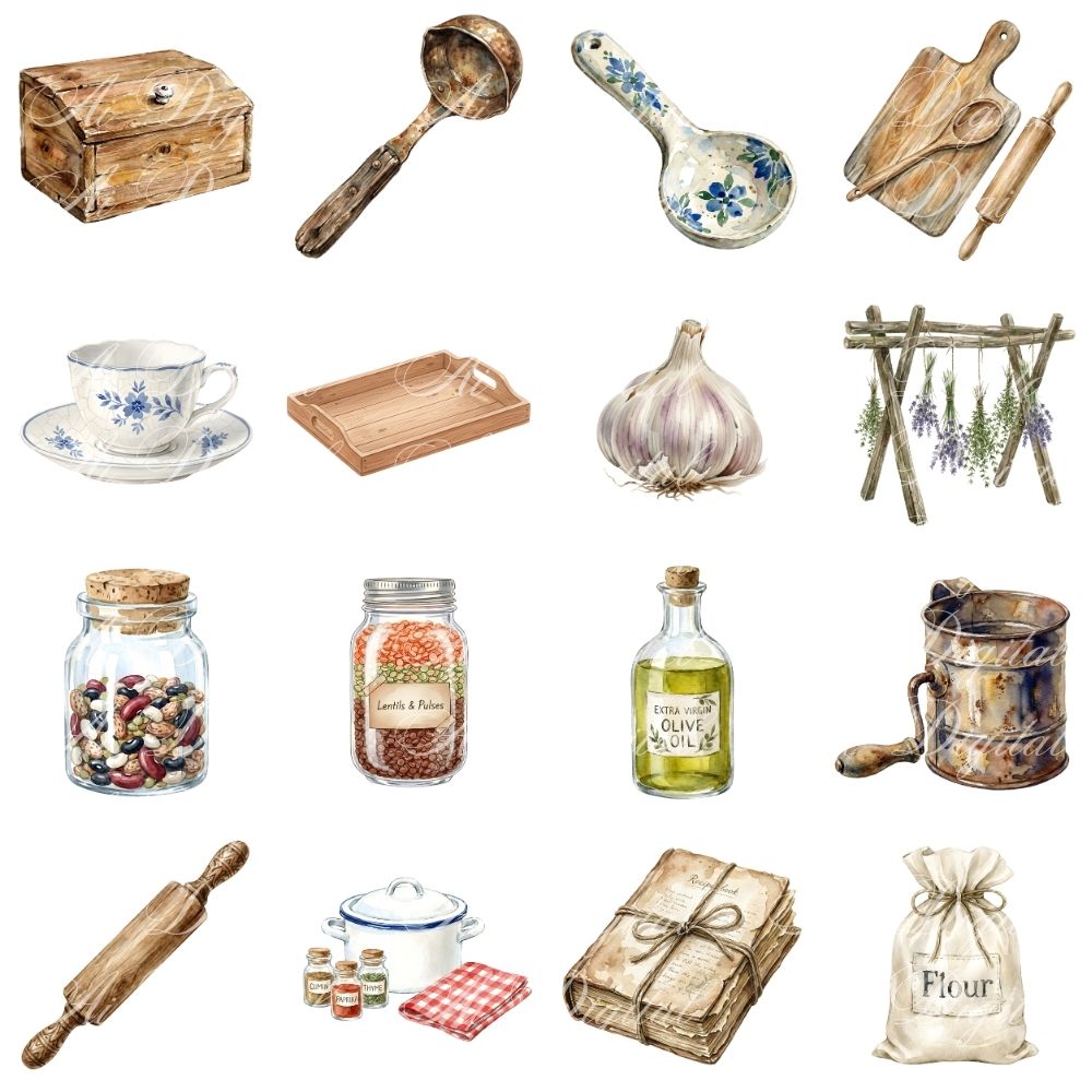 Vintage Kitchen Clipart Bundle