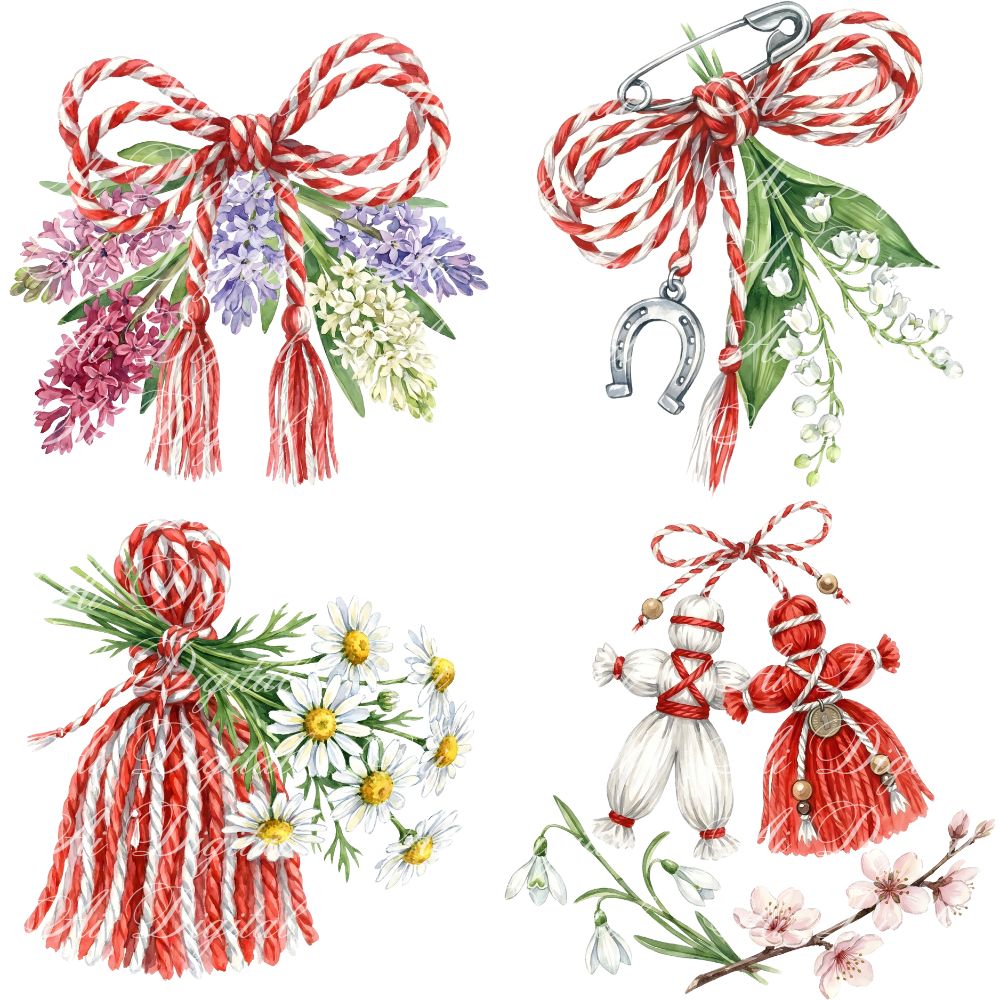 Bulgarian Martenitsa Watercolor Clipart Bundle