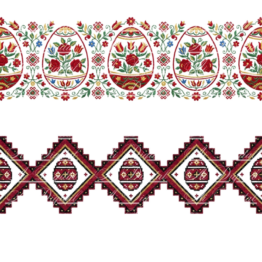 Bulgarian Easter Horizontal Patterns – 31 Digital Borders