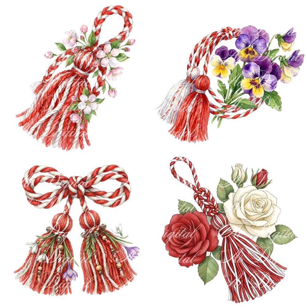 Bulgarian Martenitsa Watercolor Clipart Bundle