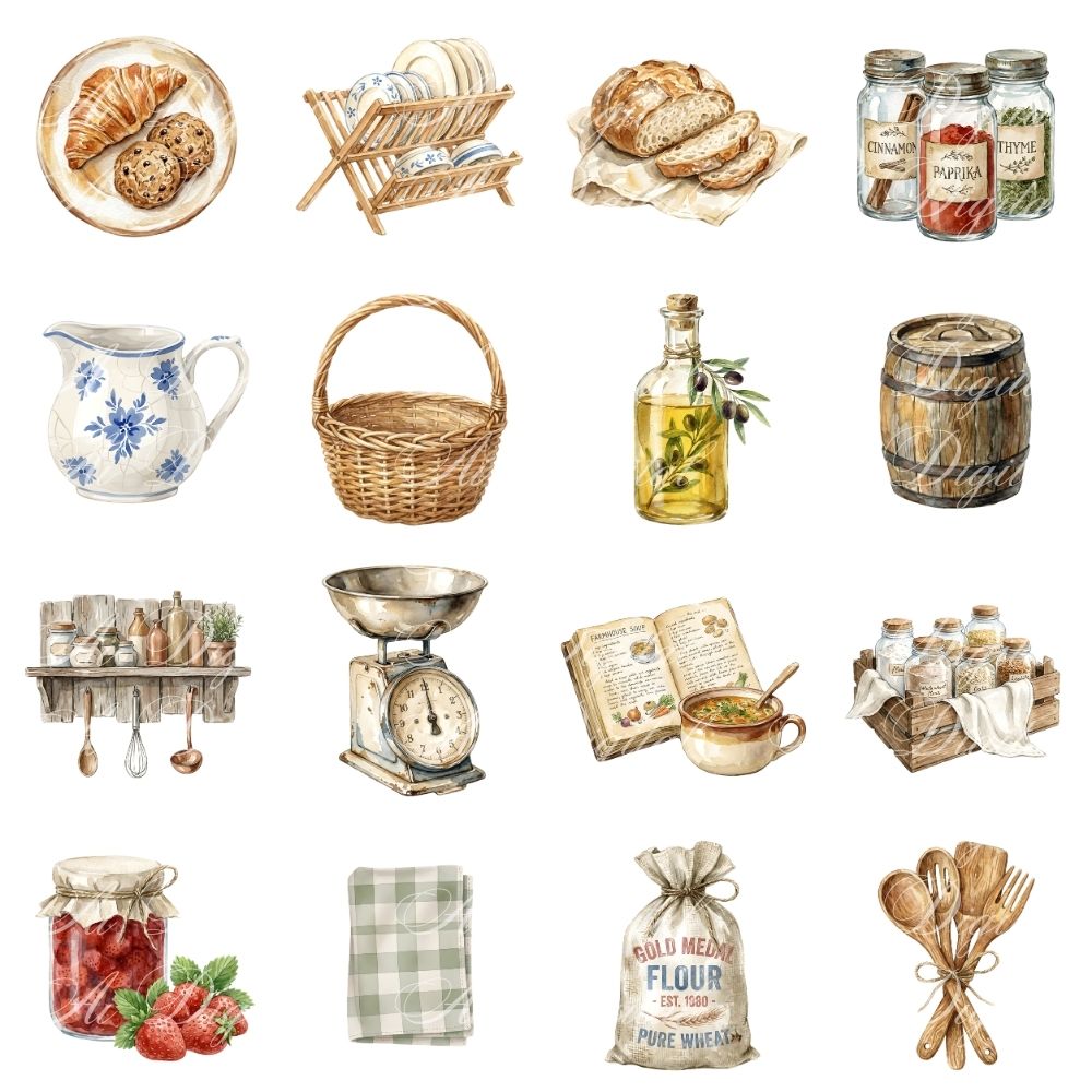 Vintage Kitchen Clipart Bundle