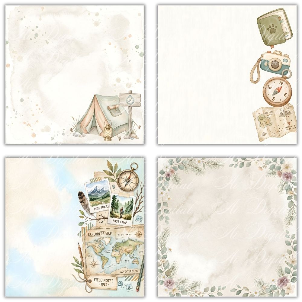 Little Explorers Clipart Bundle – 98 PNG Files & 12 Digital Papers