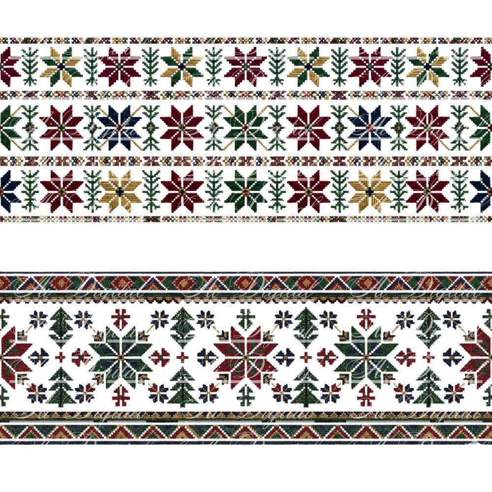 Bulgarian Christmas Horizontal Patterns – 31 Digital Borders