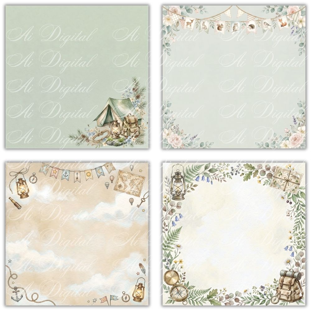 Little Explorers Clipart Bundle – 98 PNG Files & 12 Digital Papers