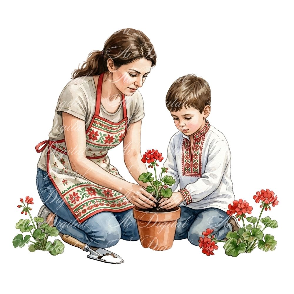 Bulgarian Mother & Kids Clipart Bundle