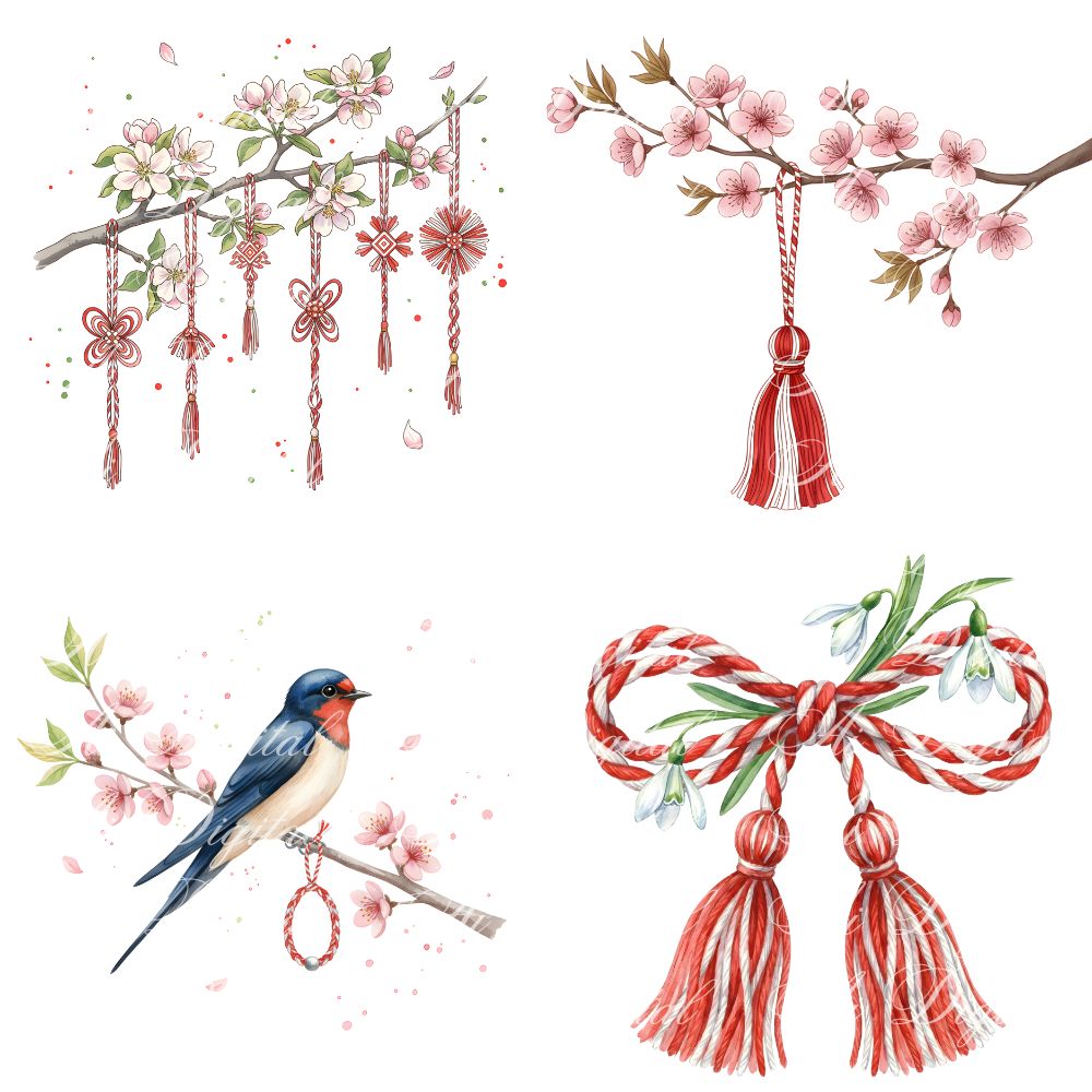 Bulgarian Martenitsa Watercolor Clipart Bundle