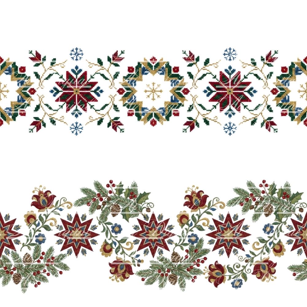 Bulgarian Christmas Horizontal Patterns – 31 Digital Borders