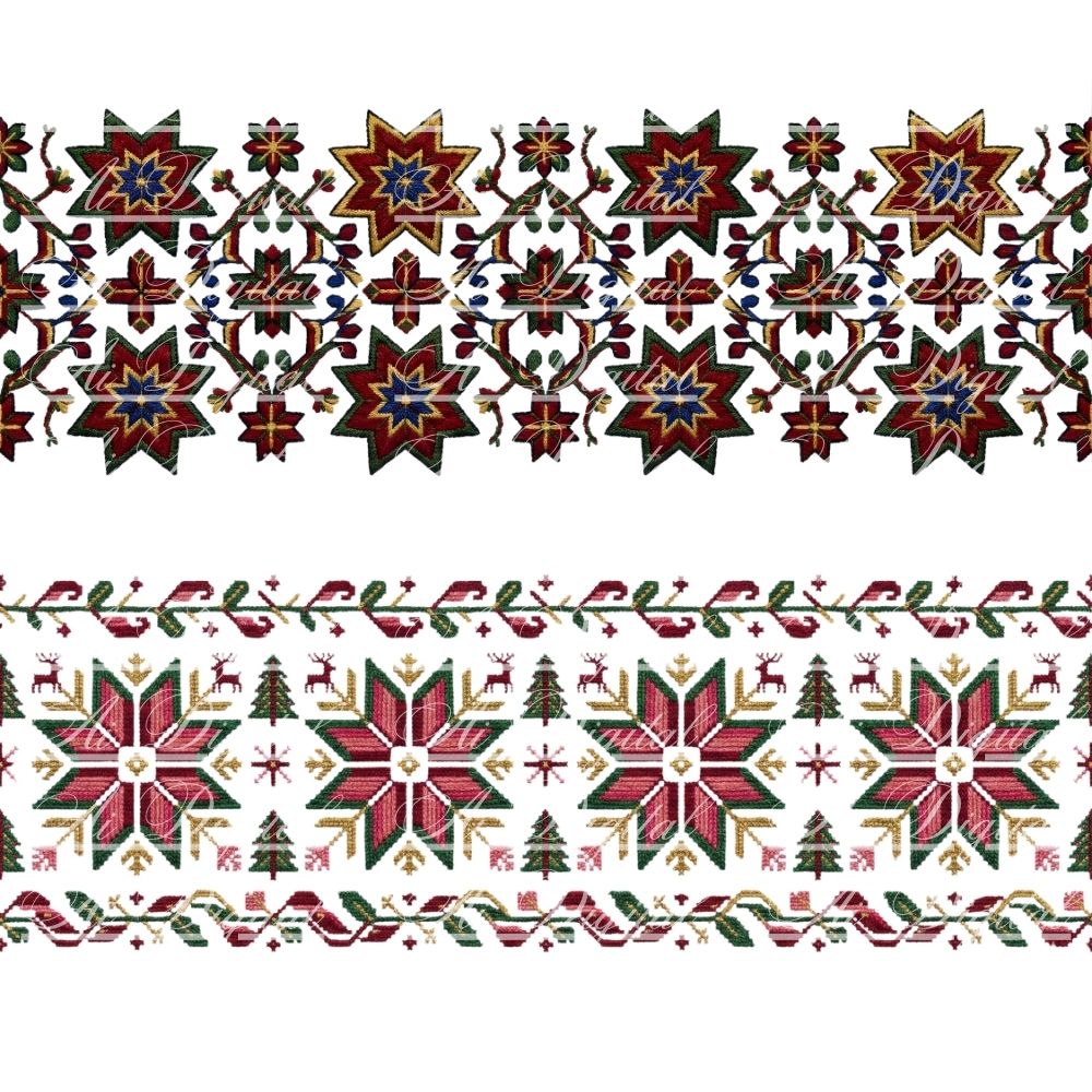 Bulgarian Christmas Horizontal Patterns – 31 Digital Borders