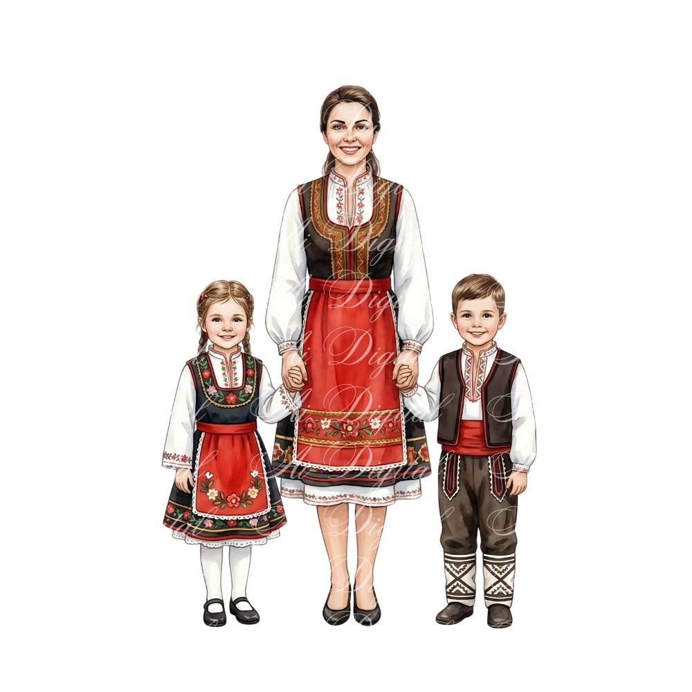 Bulgarian Mother & Kids Clipart Bundle
