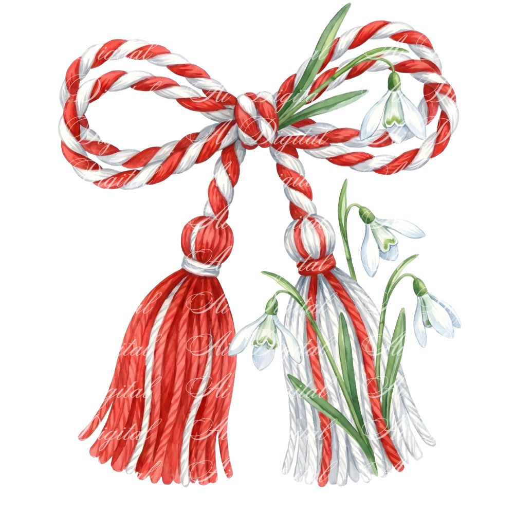 Bulgarian Martenitsa Watercolor Clipart Bundle