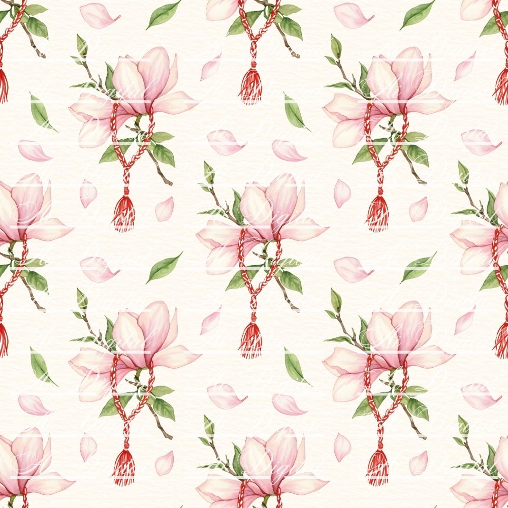 Spring & Martenitsa Watercolor Set – 20 Digital Papers + 20 PNG Clipart – Instant Download