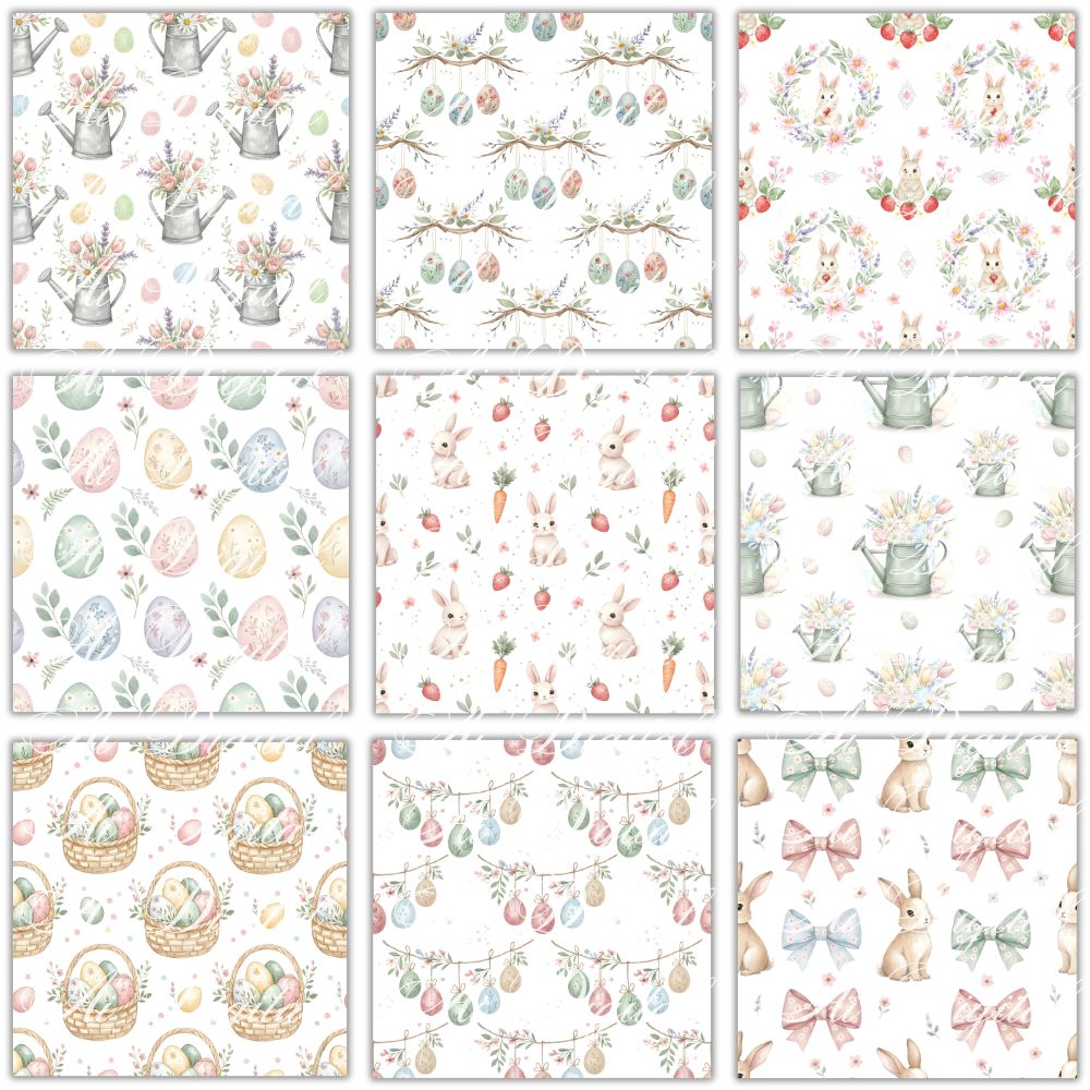 Easter Bunny Clipart Bundle – 106 PNG & 25 Seamless Patterns