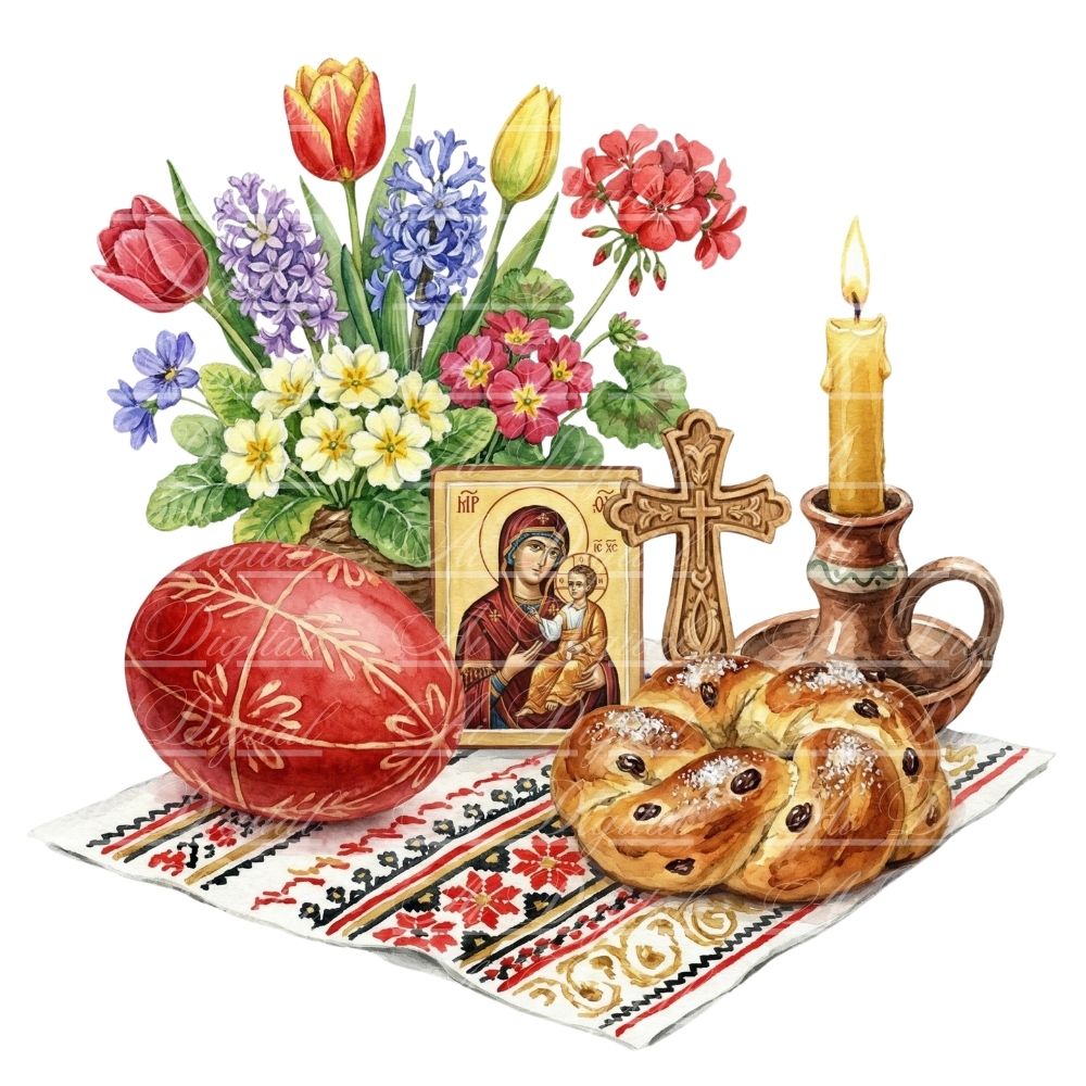Orthodox Easter Watercolor Clipart Bundle (35 PNG)