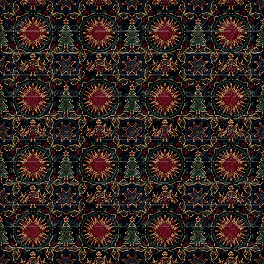 Bulgarian Embroidery Christmas Digital Paper Pack