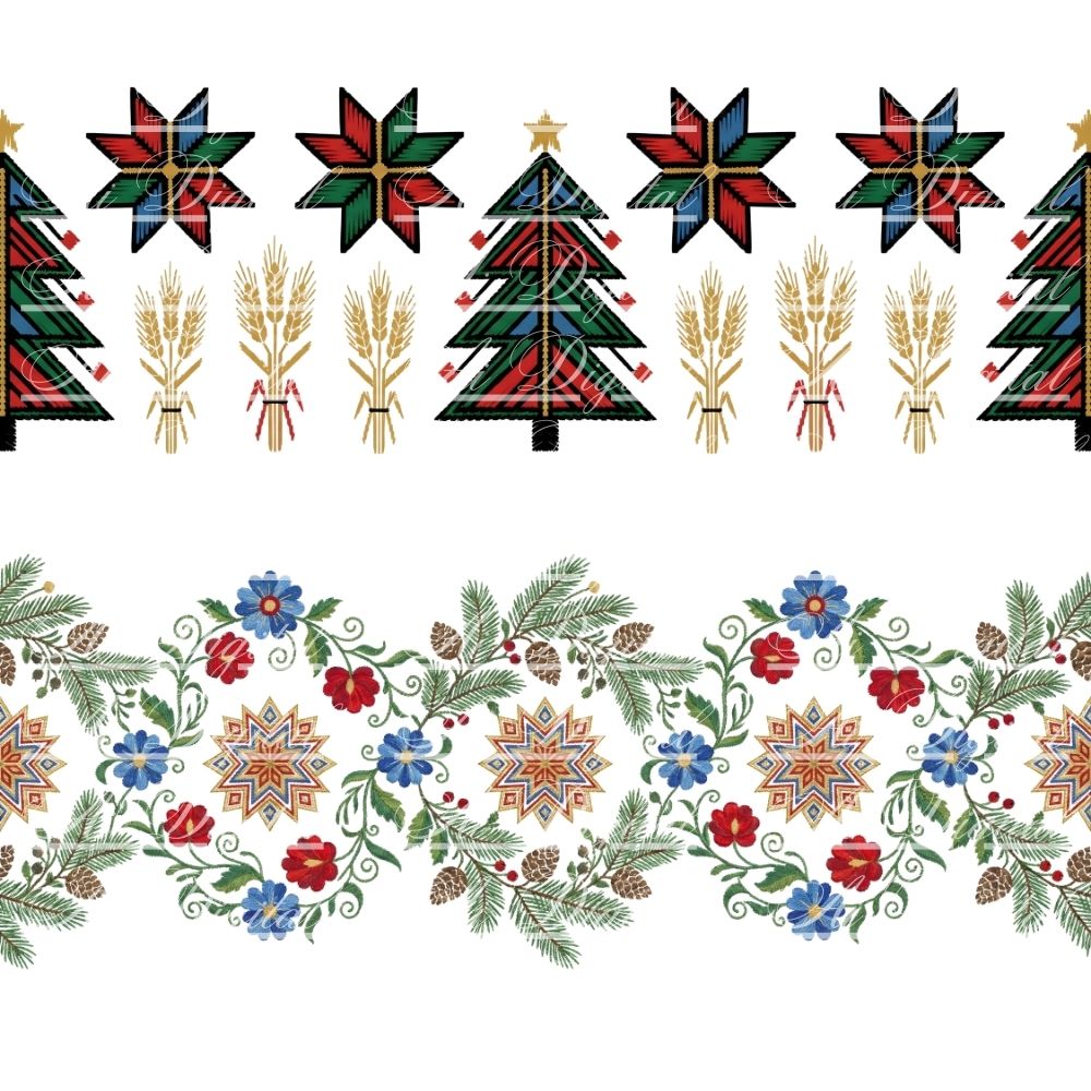 Bulgarian Christmas Horizontal Patterns – 31 Digital Borders