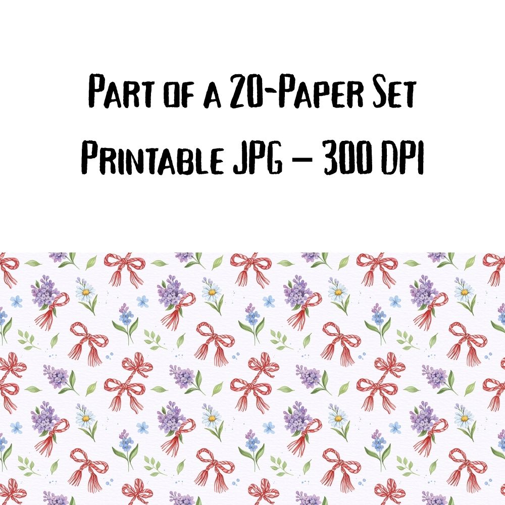 Spring & Martenitsa Watercolor Set – 20 Digital Papers + 20 PNG Clipart – Instant Download