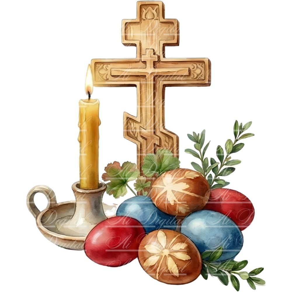 Orthodox Easter Watercolor Clipart Bundle (35 PNG)