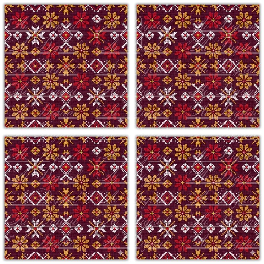 Bulgarian Embroidery Patterns – 32 Digital Papers
