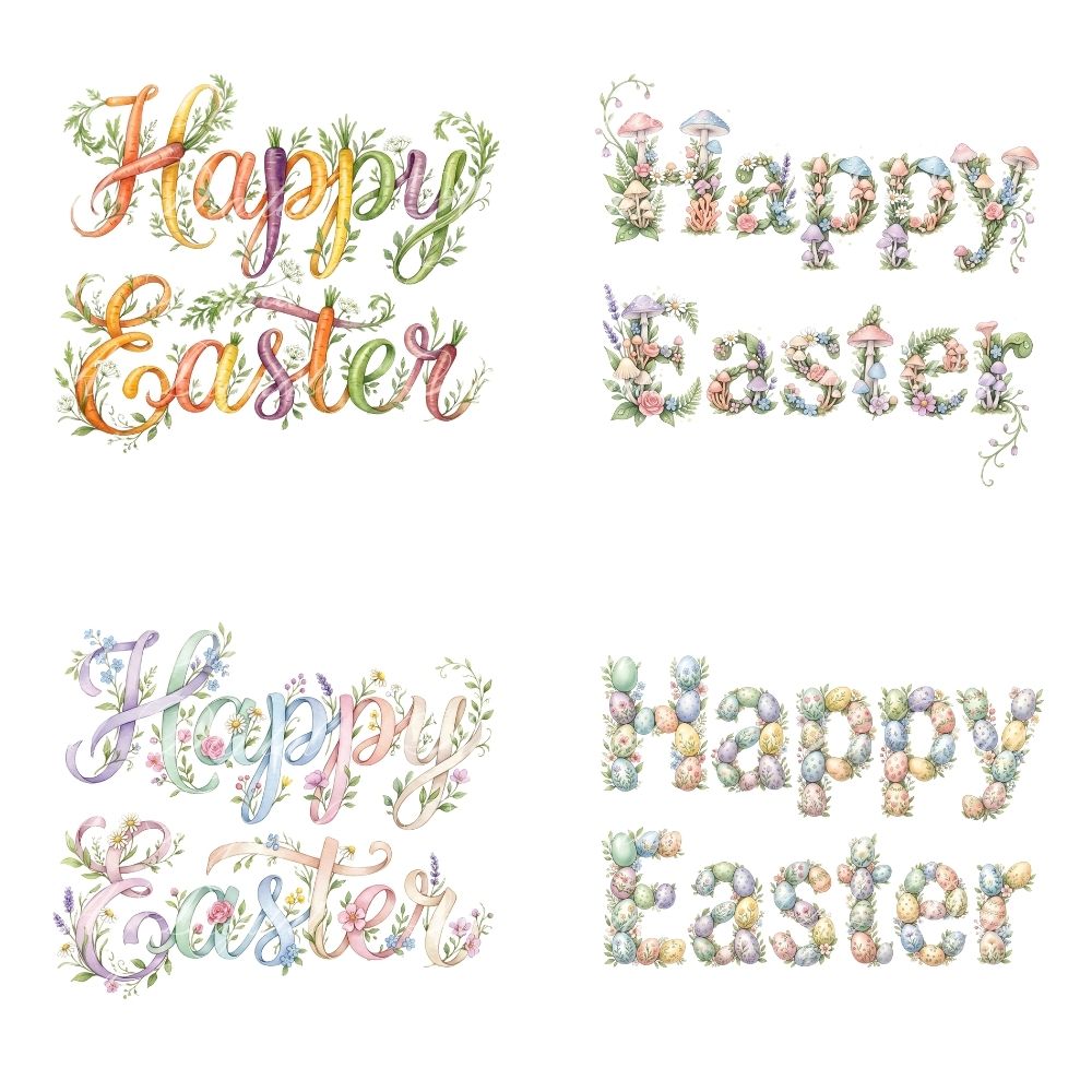 Easter Bunny Clipart Bundle – 20 PNG Watercolor Easter Illustrations