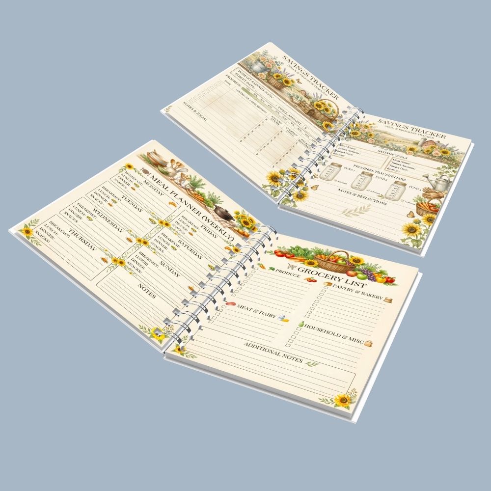 Farmhouse Planner Printable A5 – 50+ Pages, Weekly Daily Meal Garden Budget Planner PDF