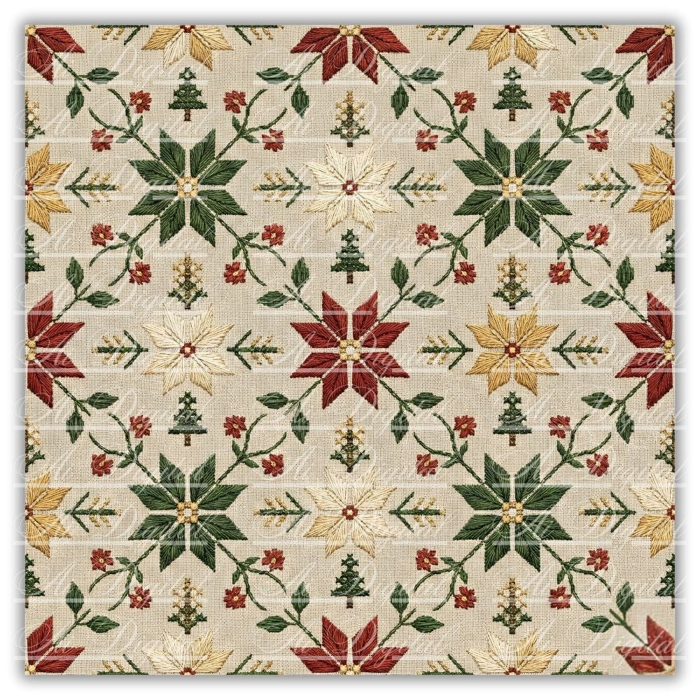 Bulgarian Embroidery Christmas Digital Paper Pack