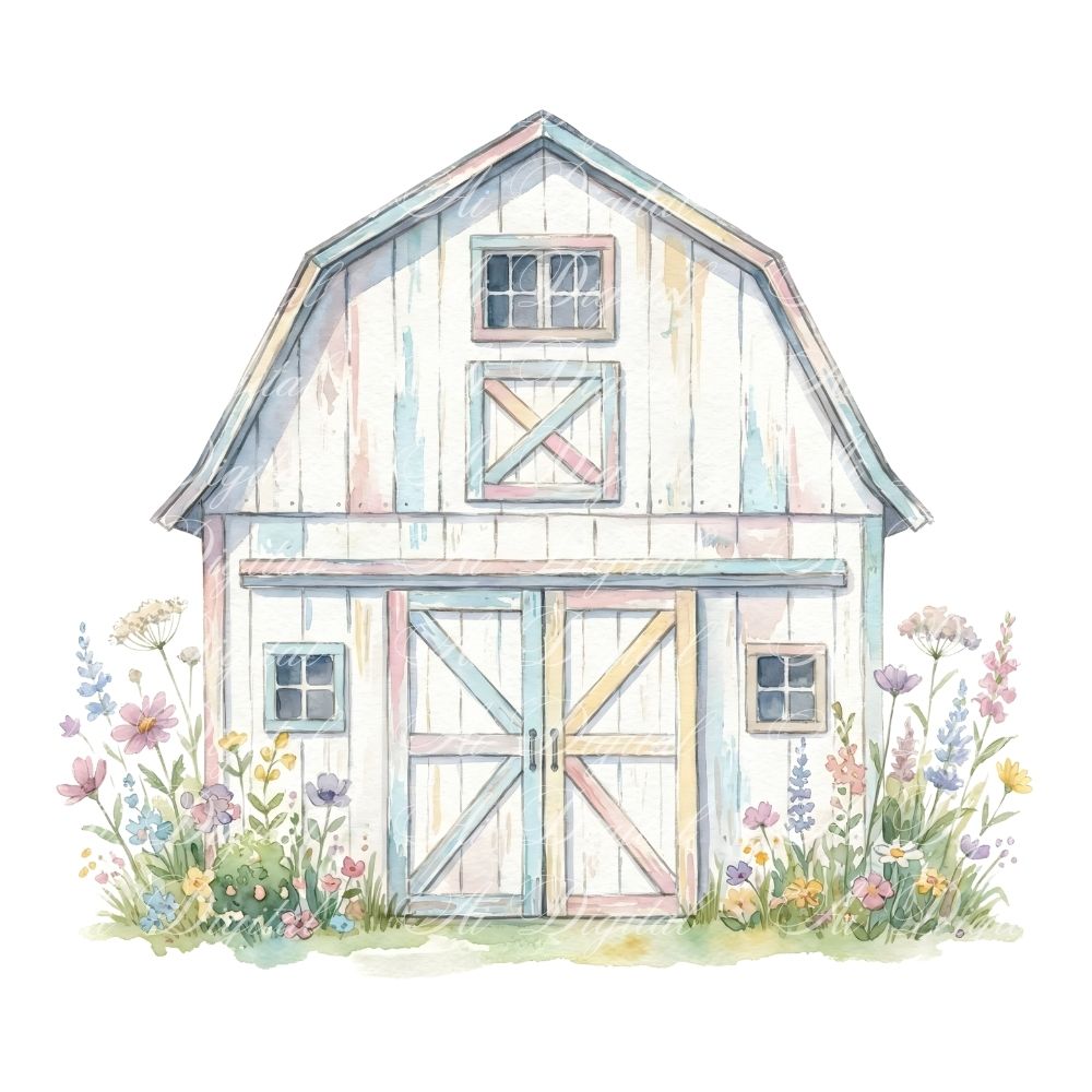 Farmhouse Clipart Bundle – 116 Watercolor PNG