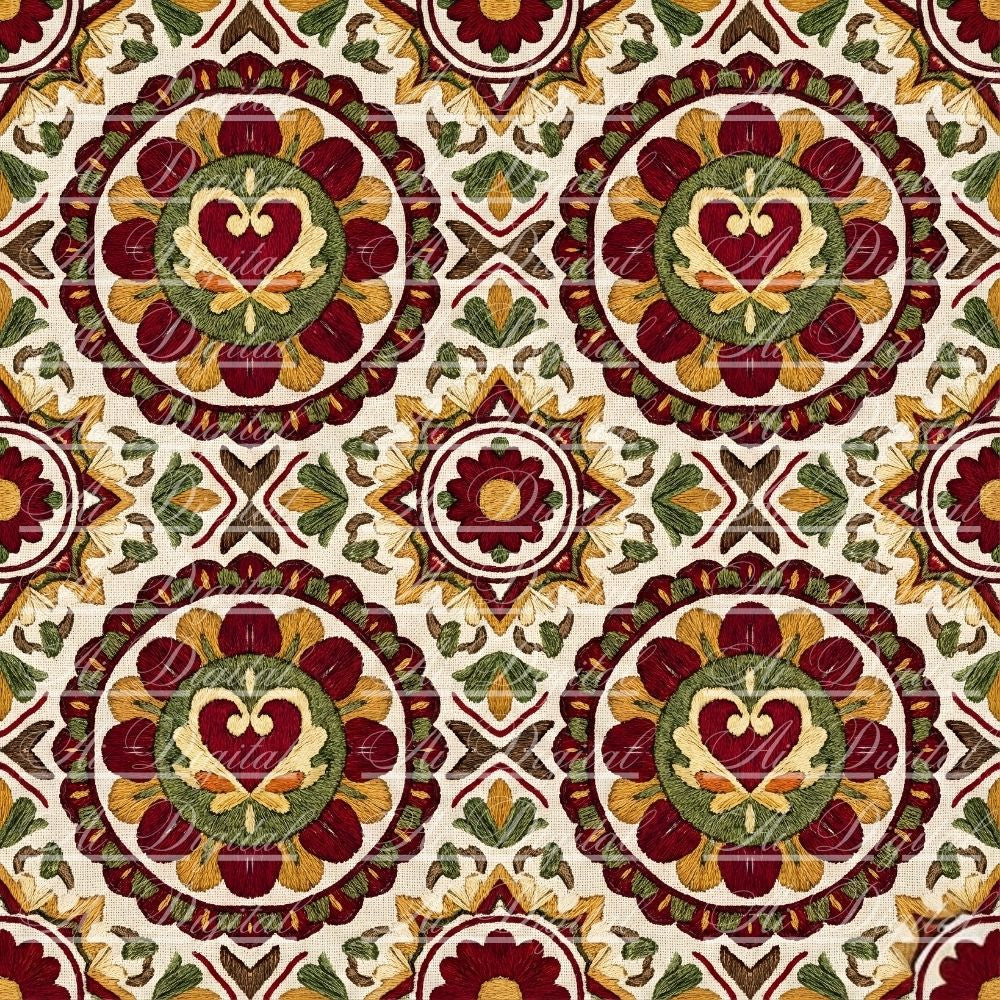 Bulgarian Embroidery Valentine’s Patterns – 33 Digital Papers