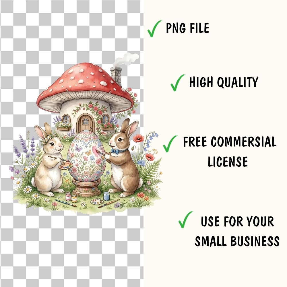 Easter Bunny Clipart Bundle – 20 PNG Watercolor Easter Illustrations