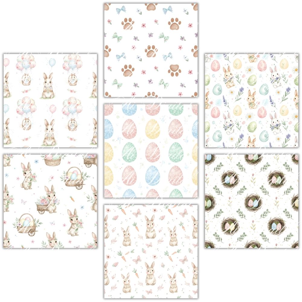 Easter Bunny Clipart Bundle – 106 PNG & 25 Seamless Patterns