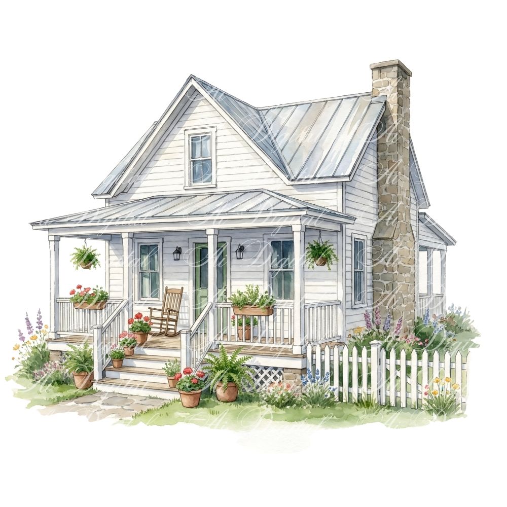 Farmhouse Clipart Bundle – 116 Watercolor PNG