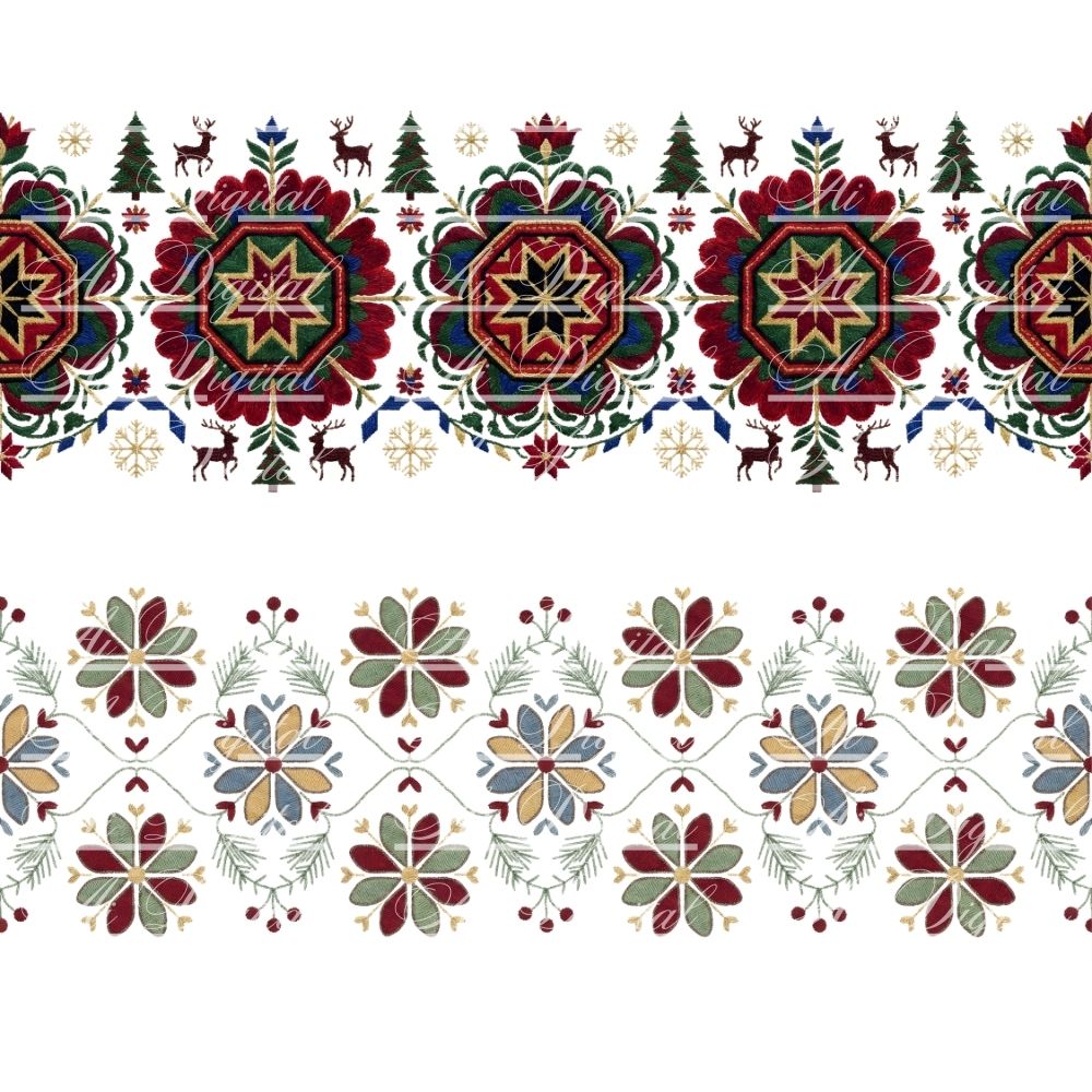 Bulgarian Christmas Horizontal Patterns – 31 Digital Borders