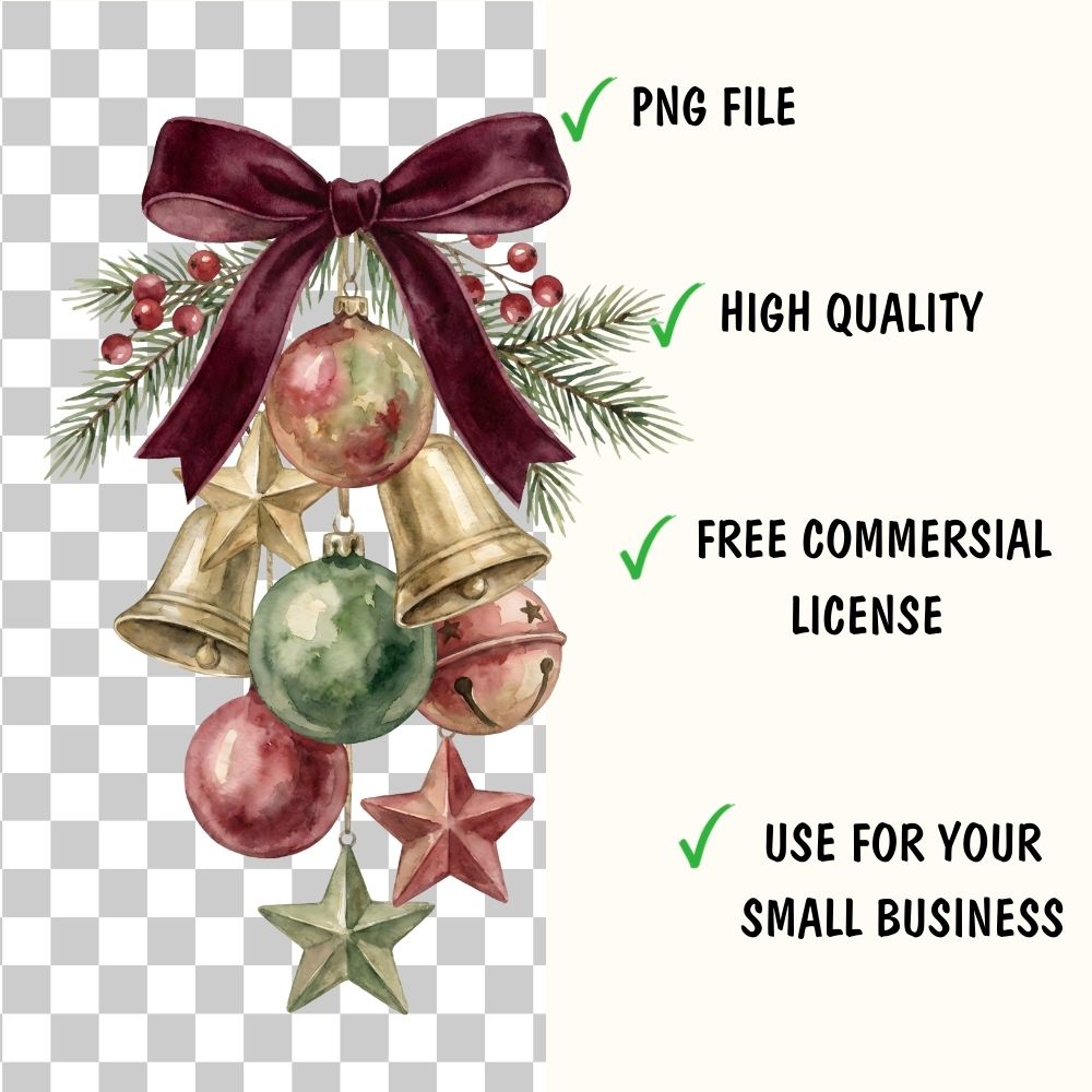 Vintage Christmas Clipart Bundle – 120 PNG & 20 Seamless Patterns