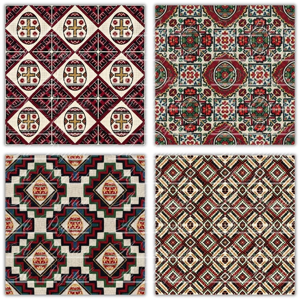 Bulgarian Embroidery Easter Patterns – 34 Digital Papers