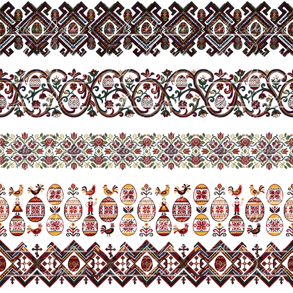 Bulgarian Easter Horizontal Patterns – 31 Digital Borders