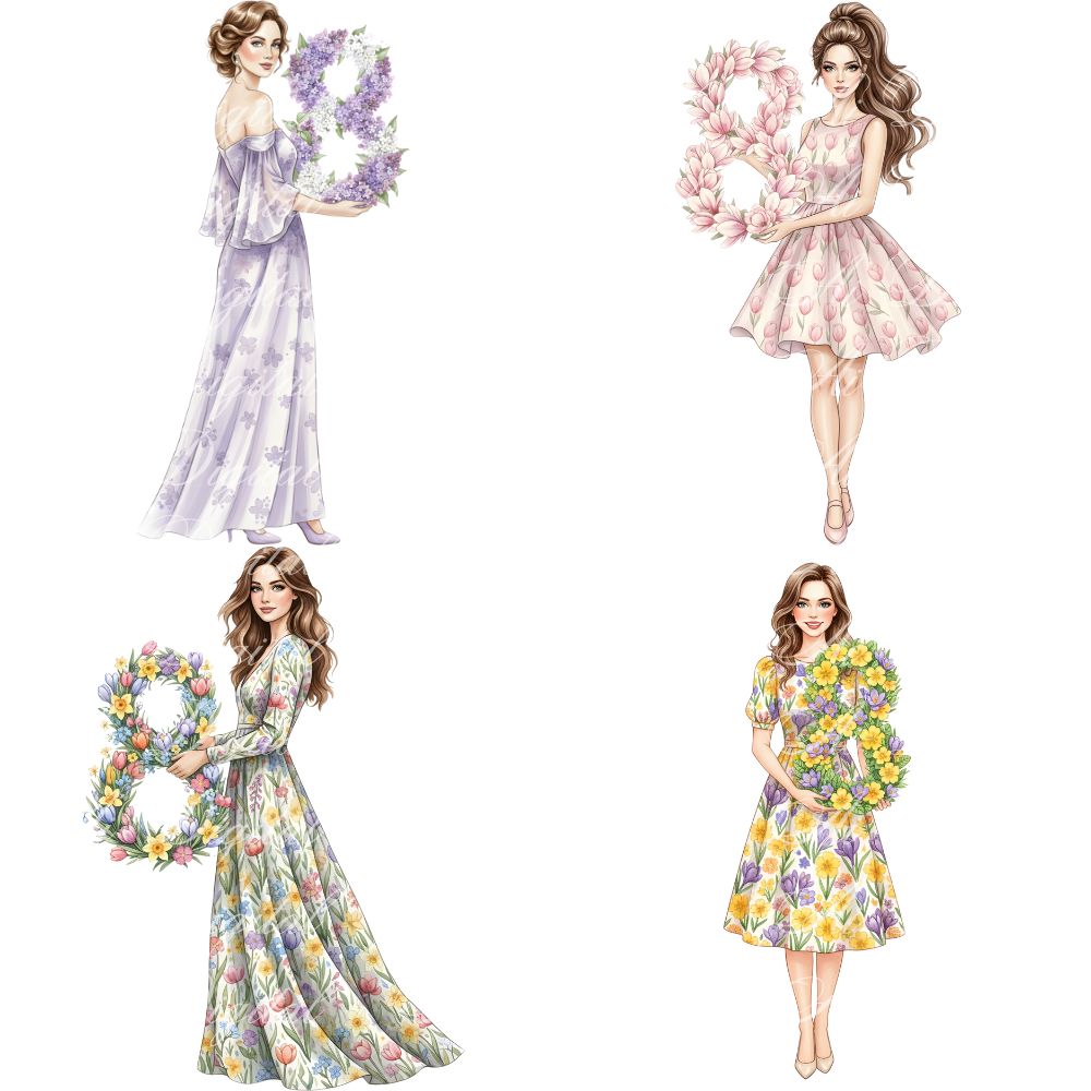 International Women’s Day Watercolor Clipart Bundle