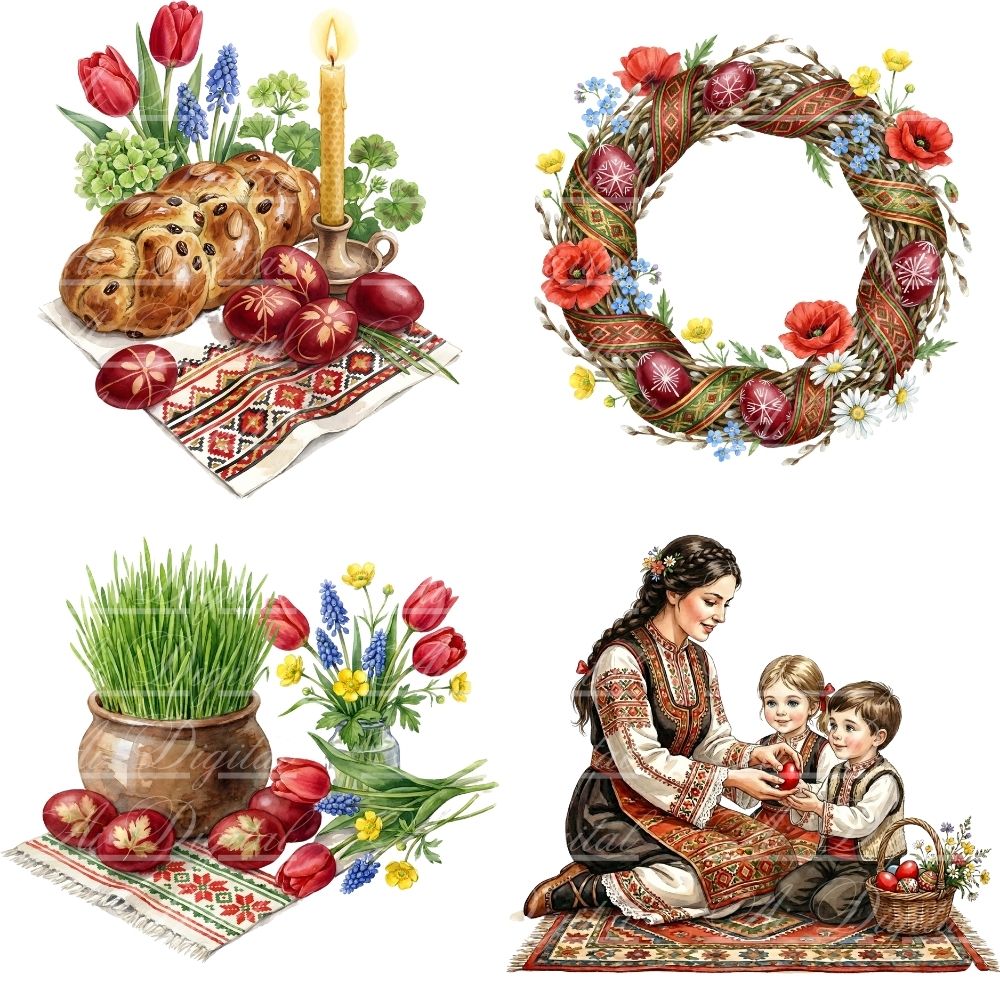 Orthodox Easter Watercolor Clipart Bundle (35 PNG)
