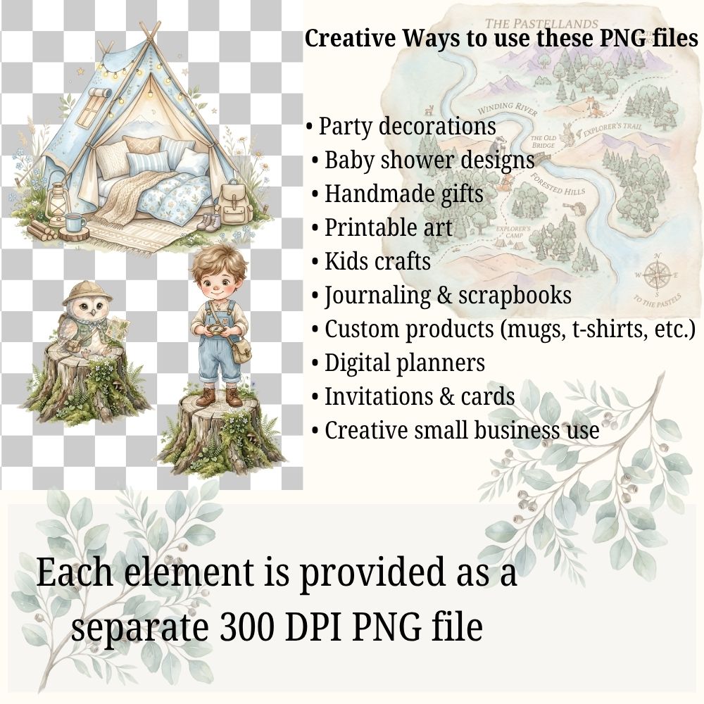 Little Explorers Clipart Bundle – 98 PNG Files & 12 Digital Papers