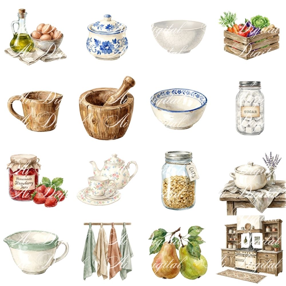Vintage Kitchen Clipart Bundle