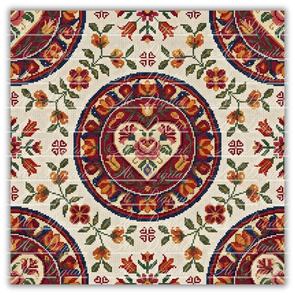 Bulgarian Embroidery Valentine’s Patterns – 33 Digital Papers