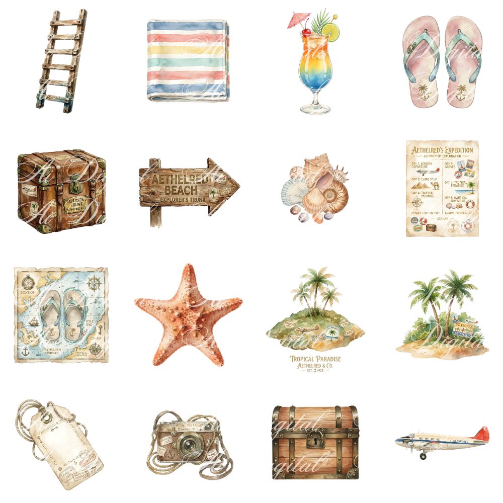 Travellers Clipart Bundle – 157 Vintage Travel PNG Files