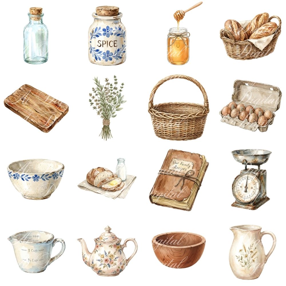 Vintage Kitchen Clipart Bundle