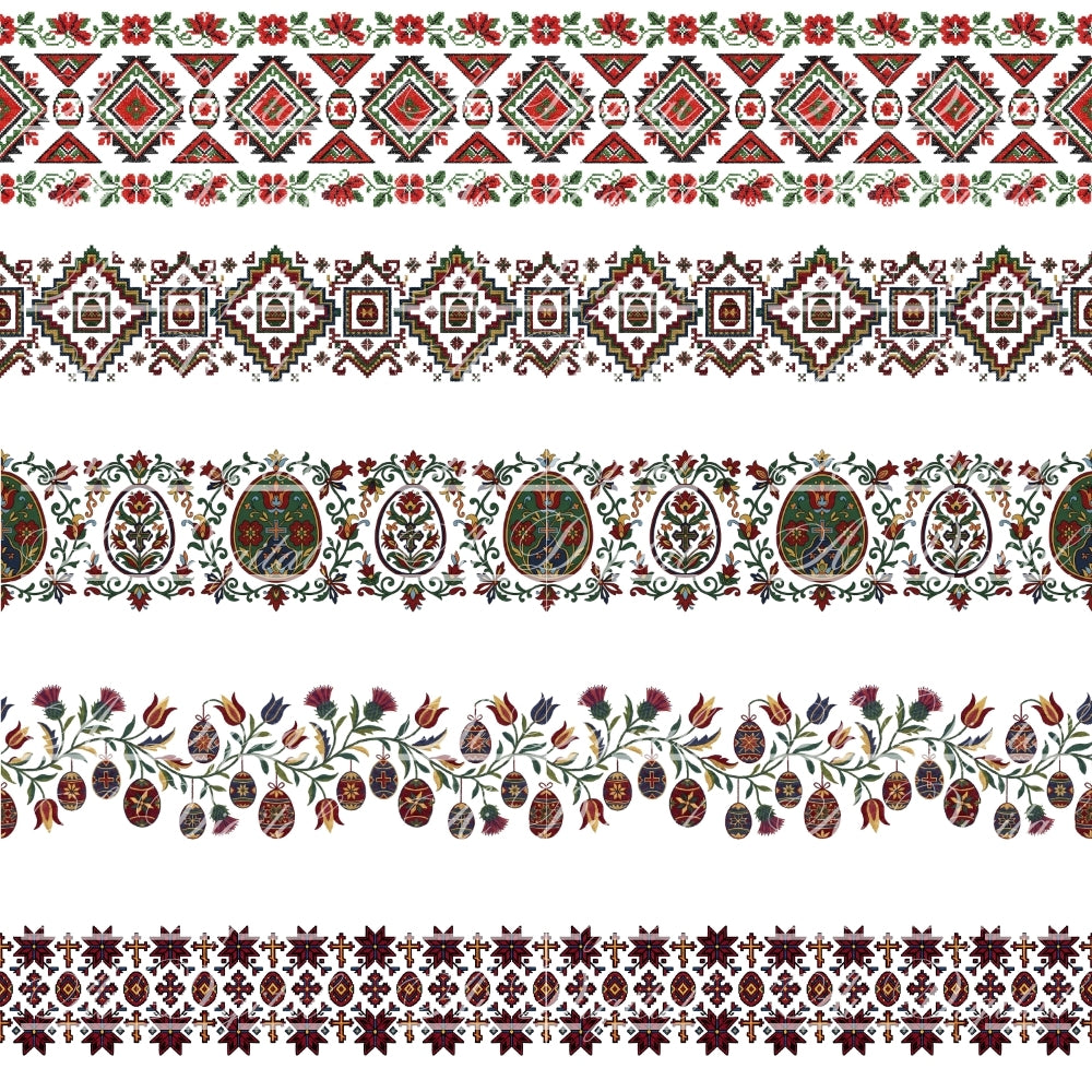 Bulgarian Easter Horizontal Patterns – 31 Digital Borders