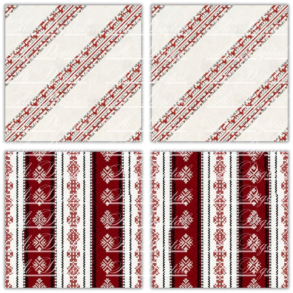 Bulgarian Embroidery Patterns – 32 Digital Papers