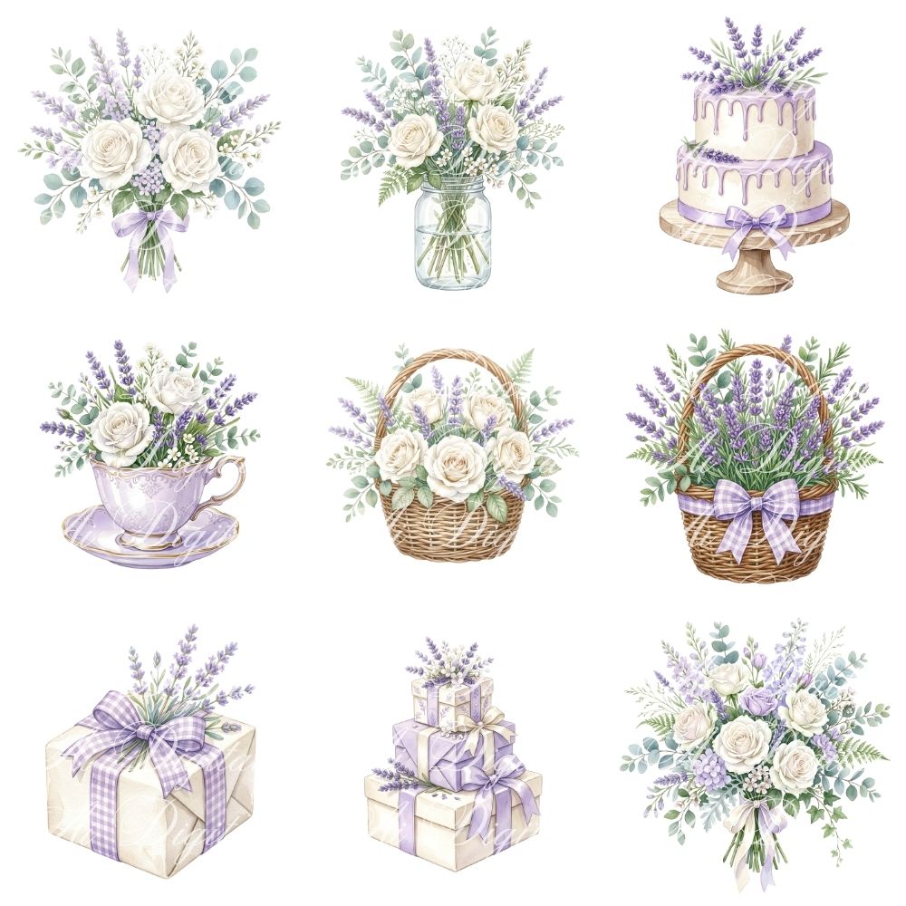 Lavender Goose Clipart & Digital Paper Bundle