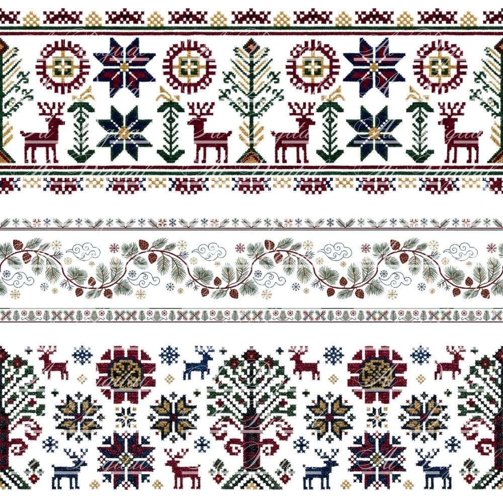 Bulgarian Christmas Horizontal Patterns – 31 Digital Borders