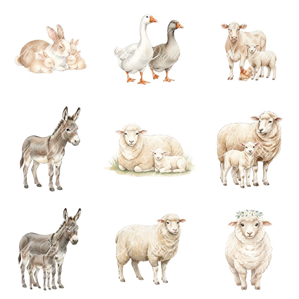 Farmhouse Clipart Bundle – 116 Watercolor PNG